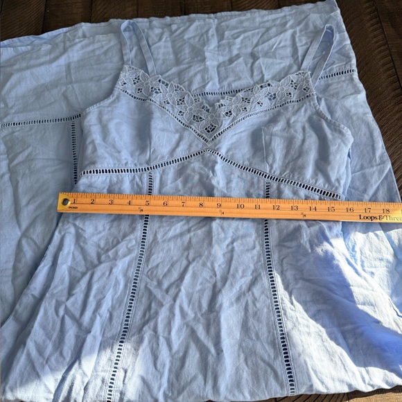 Madewell Blue Linen Blend Midi Dress Size 12 - Picture 5 of 8